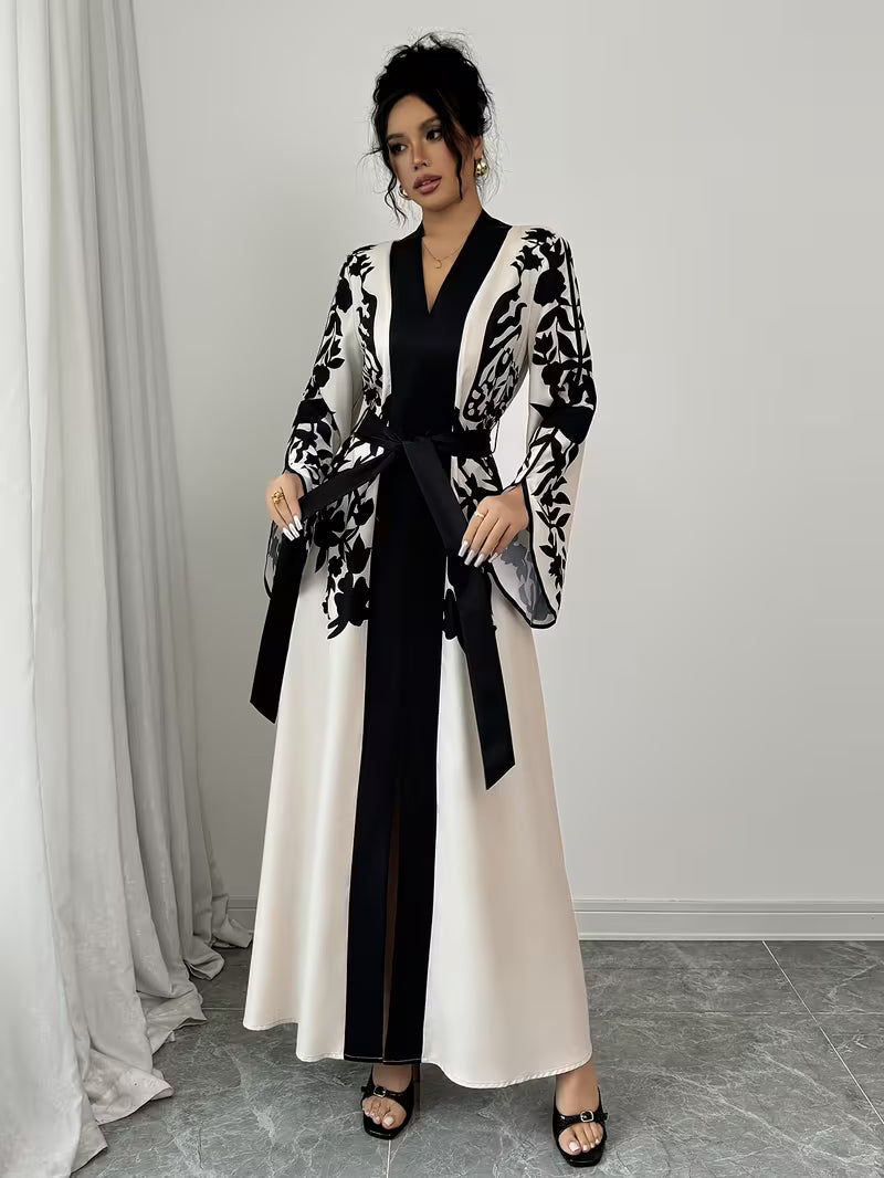 Kaftan Noir et Beige