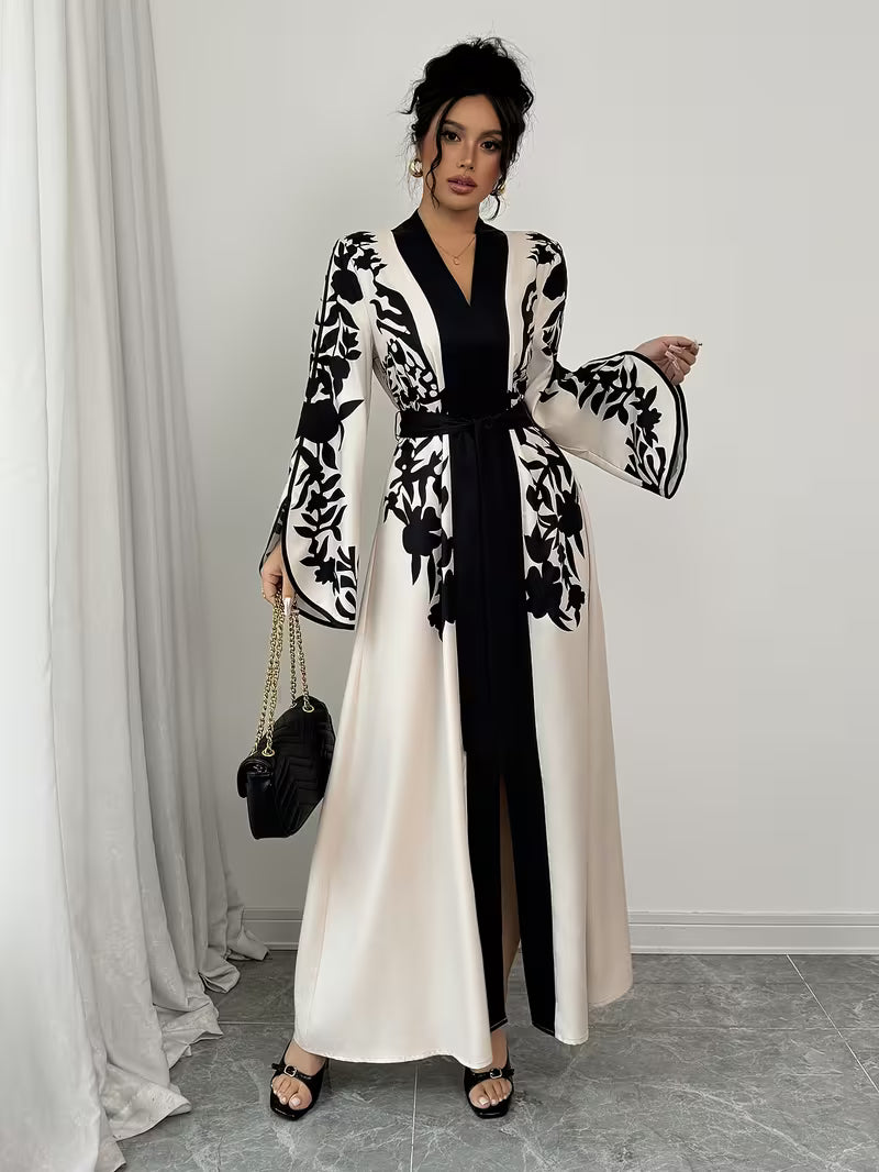 Kaftan Noir et Beige