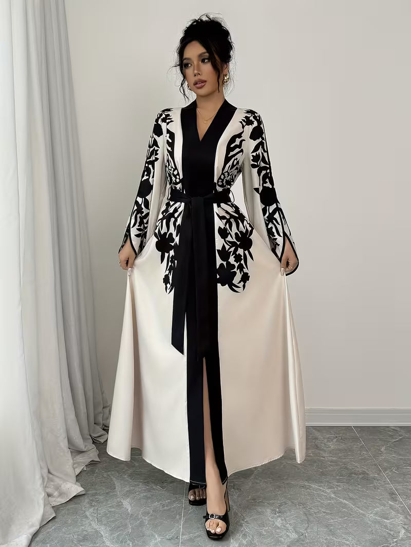 Kaftan Noir et Beige